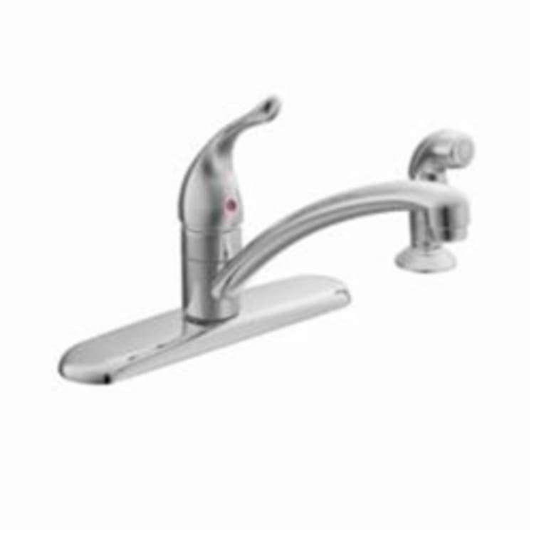 Moen® 7430 Chateau® Kitchen Faucet, 1.5 gpm, 7-7/8 in Center, 1 Handle, Chrome Plated, Domestic