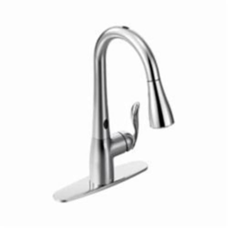 Moen® 7594EC 7594EW Arbor® Pull-Down Kitchen Faucet, 1.5 gpm Flow Rate, Polished Chrome, 1 Handles, 1/3 Faucet Holes, Function: Traditional, Domestic