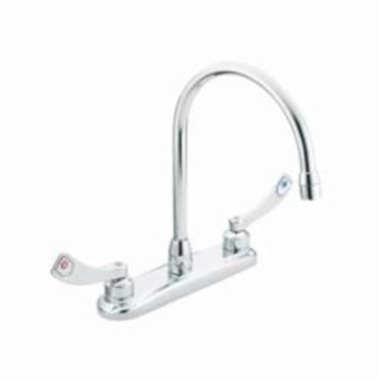 Moen® 8289 M-DURA™ Kitchen Faucet, 1.5 gpm, 8 in Center, 2 Handles, Chrome Plated, Import