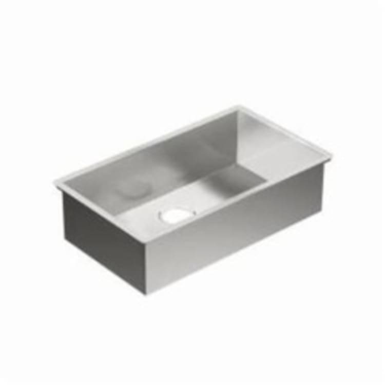 Moen® G18180 Kitchen Sink, Rectangular, 18 in W x 31-1/4 in H, Under Mount, Stainless Steel, Stainless Steel, Import