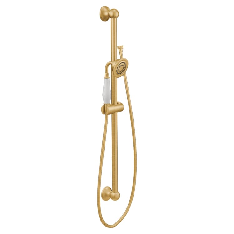 Moen® S12107EPBG Hand Shower, Weymouth™, 3-3/8 in Dia 1-Function Shower Head, 2 Transitioning to 1.75 gpm, 69 in L Hose, Brushed Gold, Domestic