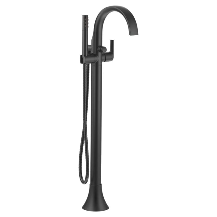 Moen® S3105BL Floor Mount Tub Filler Faucet, Doux™, 1.75 gpm, Matte Black, 1 Handle, Domestic
