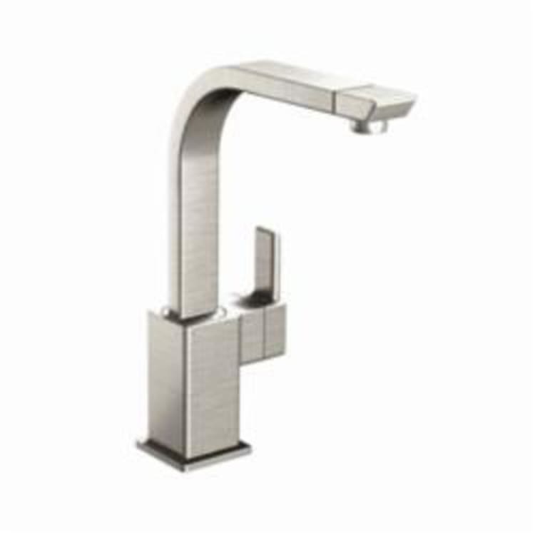 Moen® S7170SRS Kitchen Faucet, 90 Degree™, 1.5 gpm Flow Rate, Swivel Spout, Spot Resist® Stainless Steel, 1 Handle, 1 Faucet Hole, Domestic