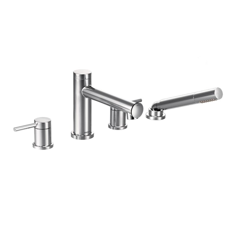 Moen® T394 Align™ Widespread Roman Tub Faucet, 2 gpm Flow Rate, 8 to 16 in Center, Polished Chrome, 2 Handles, Function: Traditional, Domestic (Rough-in valve sold separately)