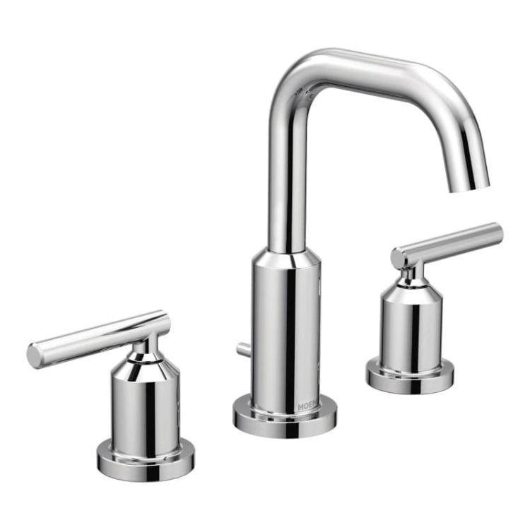Moen® T6142 Gibson™ Widespread Bathroom Faucet, 1.2 gpm, 8-5/16 in H Spout, 8 to 16 in Center, Chrome Plated, 2 Handles, Pop-Up Drain, Domestic (Rough-in valve sold separately)