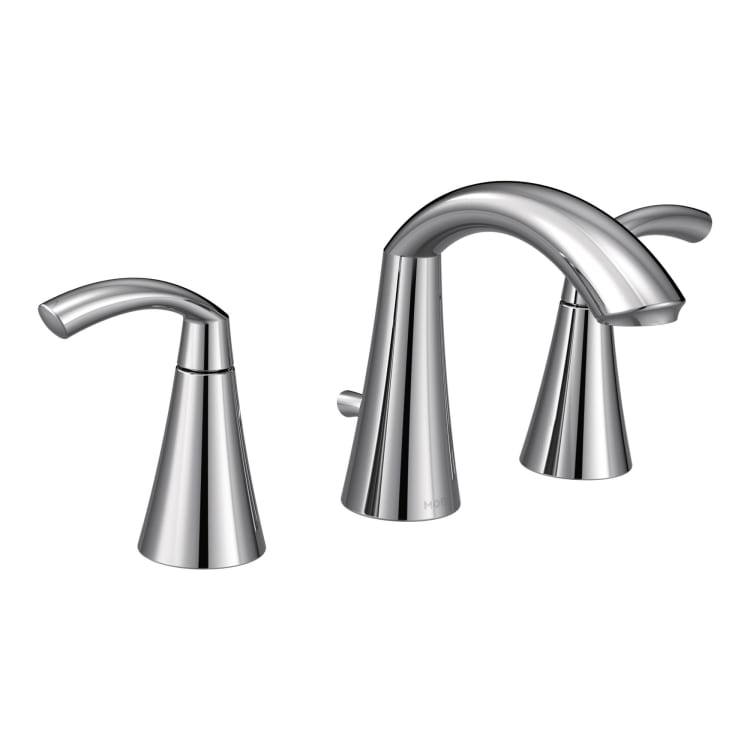 Moen® T6173 Glyde™ Widespread Bathroom Faucet, 1.2 gpm Flow Rate, 4.187 in H Spout, 8 to 16 in Center, Polished Chrome, 2 Handles, Pop-Up Drain, Domestic (Rough-in valve sold separately)