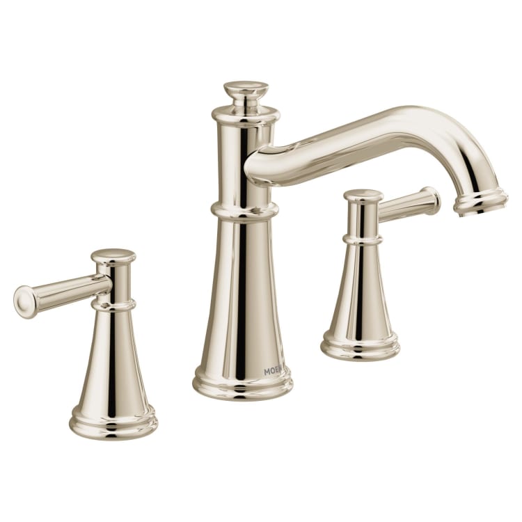 Moen® T9023NL Belfield™ Non-Diverter Roman Tub Faucet Trim, 10 in Center, Polished Nickel, 2 Handles, Domestic