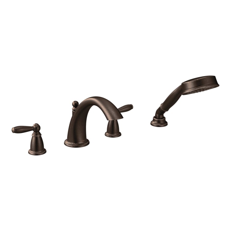 Moen® T924ORB Widespread Roman Tub Faucet, Brantford™, 10 in Center, Oil Rubbed Bronze, 2 Handles, Function: Traditional, Domestic (Rough-in valve sold separately)