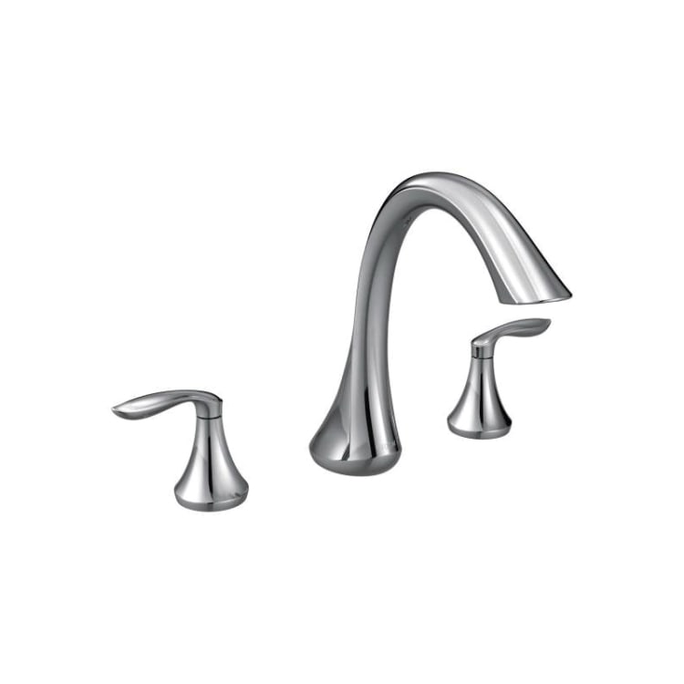 Moen® T943 Eva™ Roman Tub Faucet, 10 in Center, Chrome Plated, 2 Handles, Hand Shower Yes/No: No, Domestic