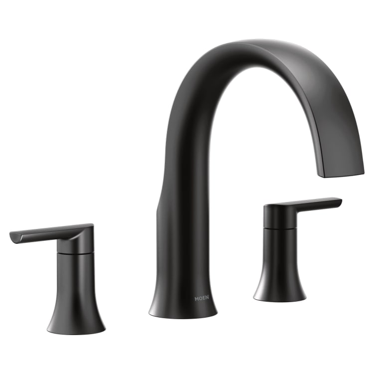 Moen® TS983BL Doux™ Roman Tub Faucet, 10 in Center, Matte Black, 2 Handles, Function: Traditional, Domestic
