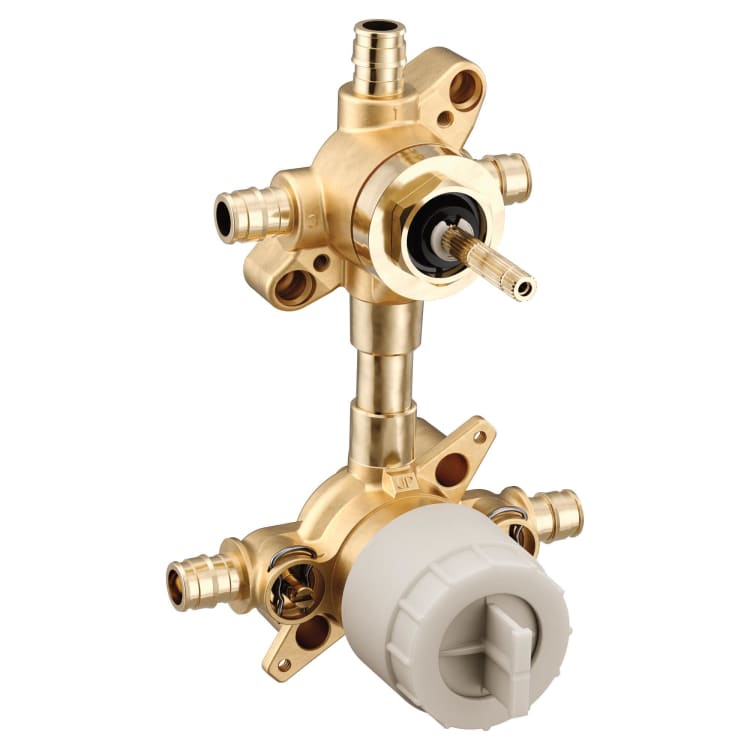 Moen® M-Pact™ M-Core™ U362CXS 3-Port 3/6 Function Transfer Valve, 1/2 in Cold Expansion PEX Inlet x 1/2 in Cold Expansion PEX Outlet, 200 psi Air/300 psi Water Pressure, Brass Body, Domestic