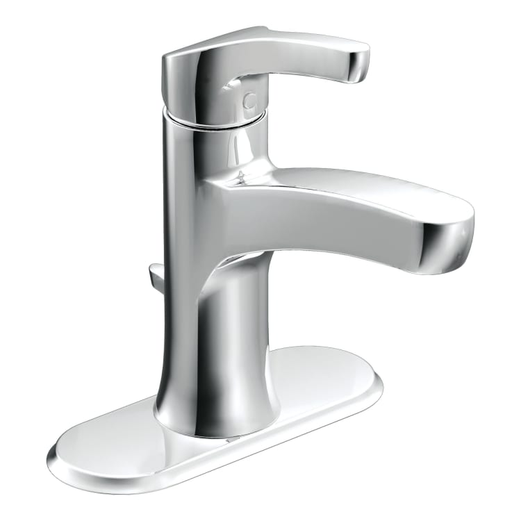 Moen® WSL84733 Danika™ Bathroom Faucet, 1.2 gpm Flow Rate, 4-5/16 in H Spout, 1 Handles, Metal Pop-Up Drain, 1 Faucet Holes, Polished Chrome, Function: Traditional