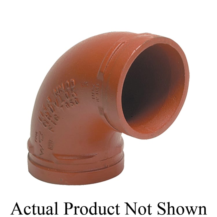 Gruvlok® 0390116606 FIG 7050 Standard 90 deg Pipe Elbow, 4 in, Grooved, Ductile Iron, Hot Dipped Zinc Galvanized, Domestic