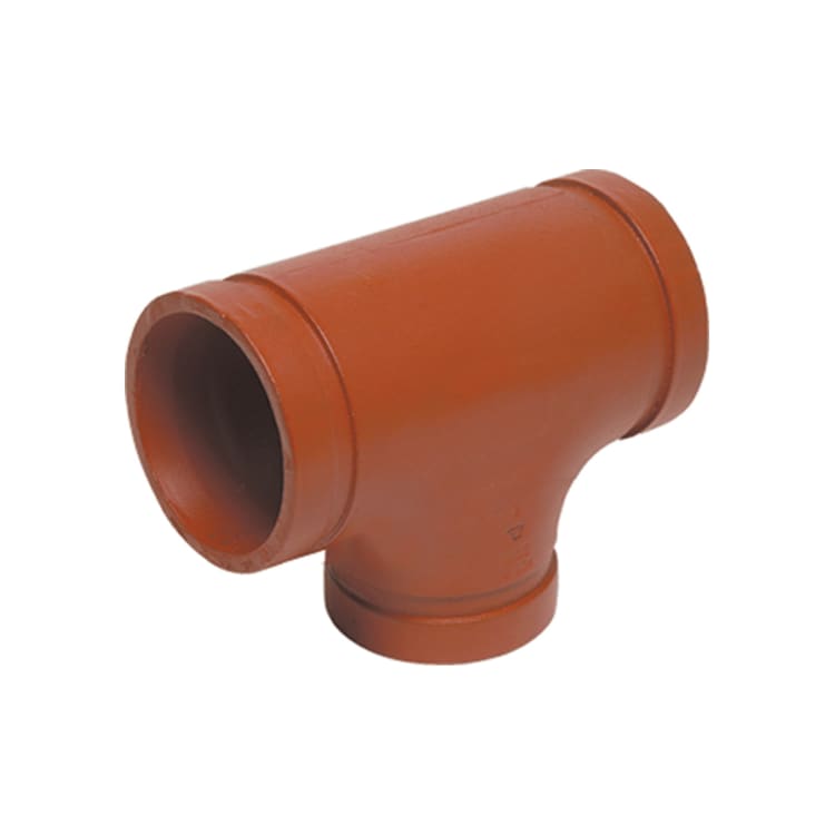 Gruvlok® 0390018083 FIG 7061 Standard Pipe Reducing Tee, 6 x 6 x 3 in Nominal, Grooved End Style, Ductile Iron, Rust Inhibiting Painted, Domestic