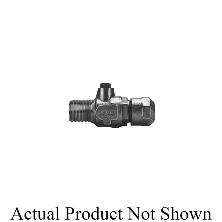 Mueller Co B-25029N 1 Ball Corporation Stop Valve, 1 in, AWWA IP Threaded Outlet x 110 CTS, Brass Body, EPDM/Nitrile Softgoods