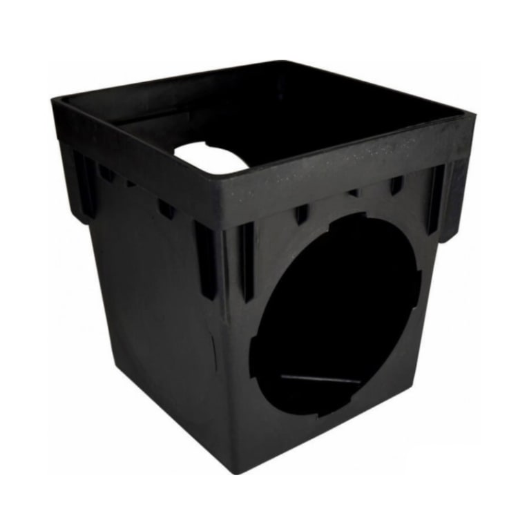 NDS® 1200 Catch Basin, 12 x 12 in, 2 Outlets, Polypropylene, Black, Domestic