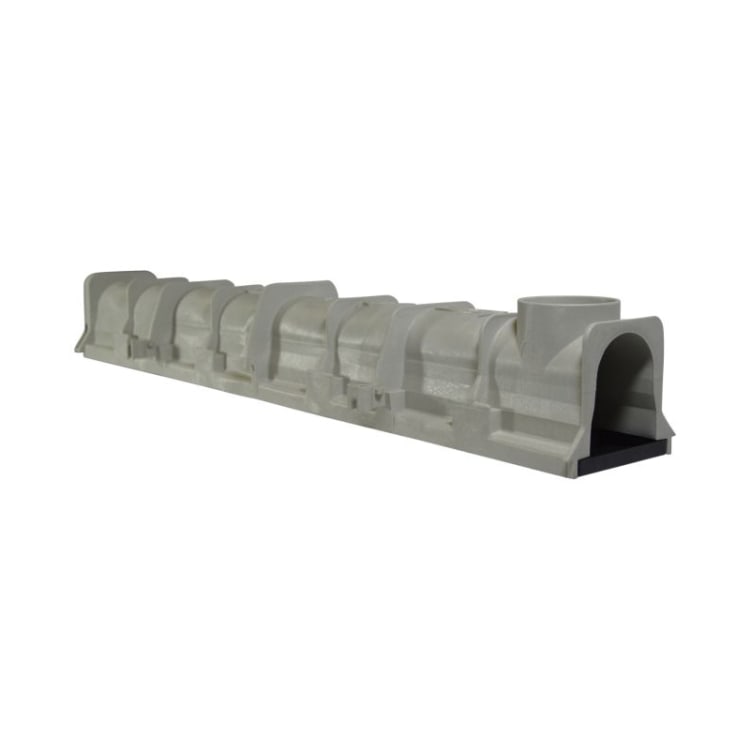 NDS® Dura Slope™ EZ-Track™ DS-093 Pre-Sloped Channel Drain With UV Inhibitor, 48 in L 4.67 to 5 in D, High Density Polyethylene, Light Gray, Domestic