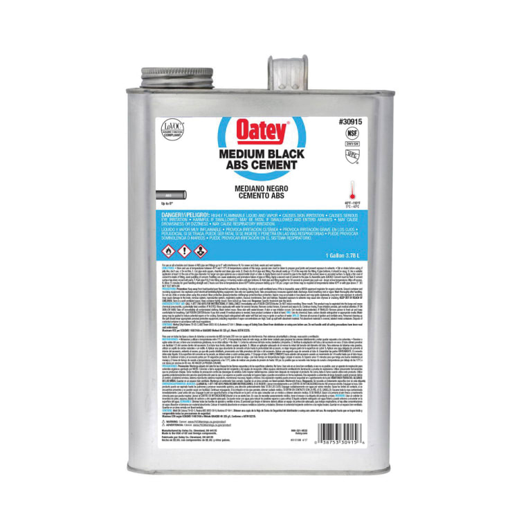 Oatey® 30915 Low VOC ABS Solvent Cement, 1 gal, Liquid, Black