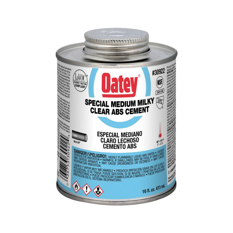 Oatey® 30922 Special Low VOC ABS Solvent Cement, 16 oz, Liquid, Milky Clear, 0.89 +/- 0.02