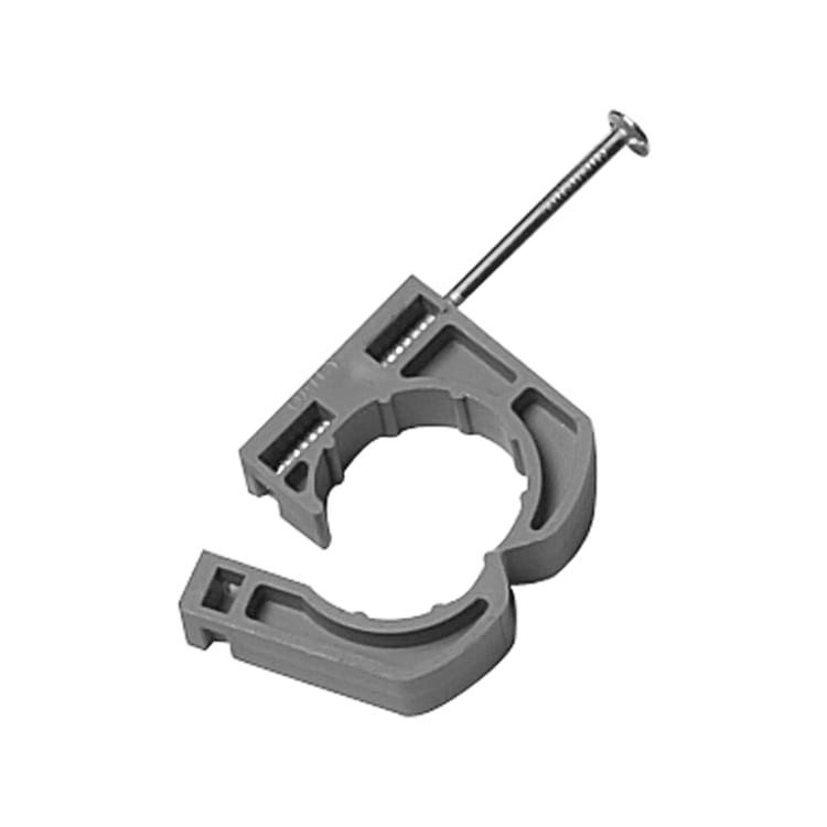 Oatey® 33906 Full Pipe Clamp With Barbed Nail, 3/4 in Pipe, Polypropylene