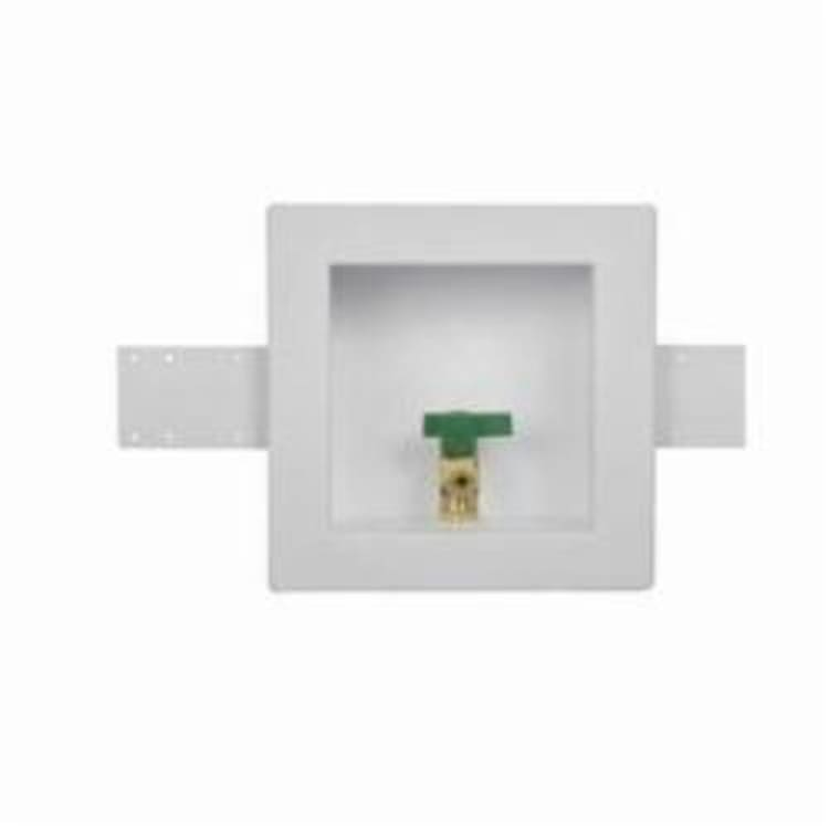 Oatey® 39158 Square Ice Maker Outlet Box Without Hammer, For Use With 1/4 Turn F1807 Low Lead Ball Valve, Polystyrene