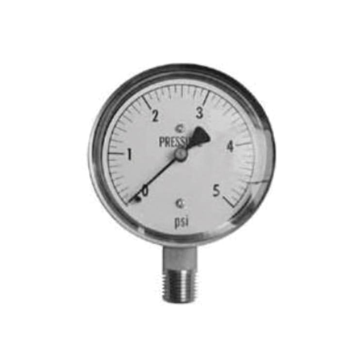 PASCO 1736 Low Pressure Test Diaphragm Gauge, 5 psi, 1/4 in MNPT Connection, 2-1/2 in Dial