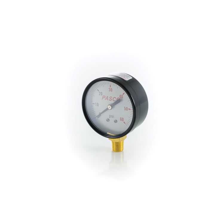 PASCO 1740 Pressure Gauge, 60 psi, 1/4 in MNPT Connection, 2-1/2 in Dial