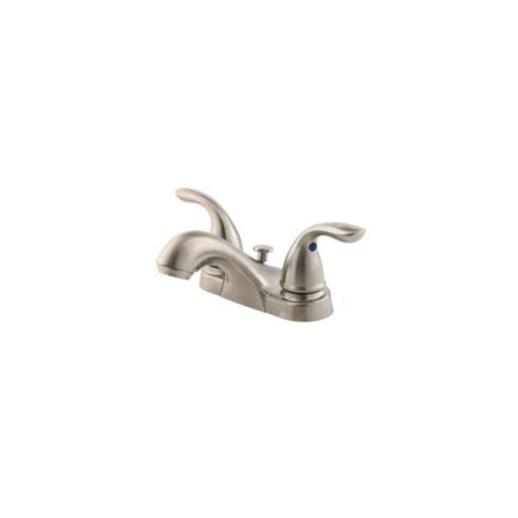 Pfister® LG143-610K Centerset Bathroom Faucet, Pfirst Series™, Brushed Nickel, 2 Handles, Metal Pop-Up Drain, 1.2 gpm Flow Rate
