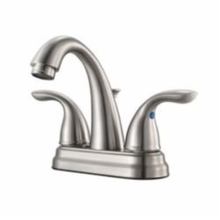 Pfister® LG148-700K Pfirst Series™ Centerset Bathroom Faucet, Brushed Nickel, 2 Handles, Metal Pop-Up Drain, 1.2 gpm Flow Rate
