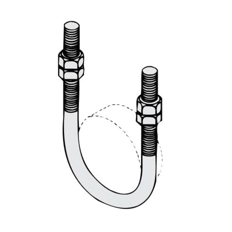 PHD 090N8350EG Standard U-Bolt, 3-1/2 in Pipe, 1/2 in Dia - Thread, Electro Galvanized, Low Carbon Steel