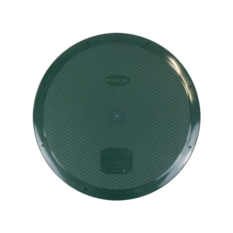 Polylok™ 3008-WEST Heavy Duty Septic Riser Flat Cover With Gasket and Square Drive Screw, 24 in, For Use With 24 in Basins, Risers and Corrugated Pipe, HDPE, Dark Green