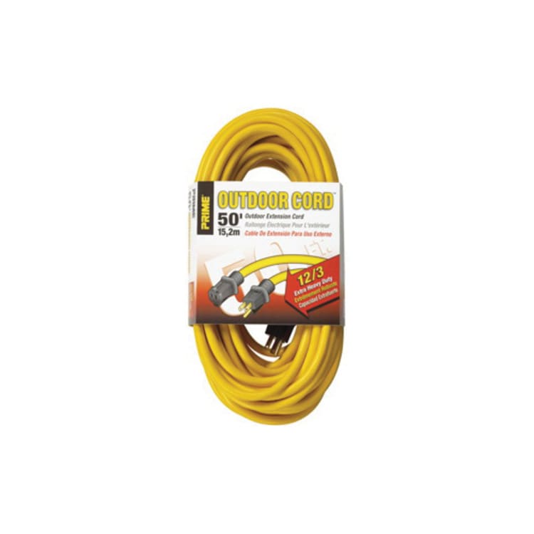 PRIME® EC500830 Jobsite Outdoor Extension Cord, 15 A 125 VAC 1875 W, SJTW, 50 ft L Cord, 3 Conductors