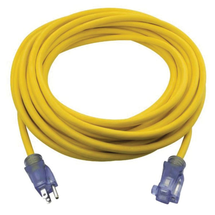 PRIME® Jobsite® EC511830 SJTW Ultra Flexible Extension Cord With Primelight® Power Indicator Light, 125 V, 15 A, 1875 W, 50 ft L Cord, 3 Conductors