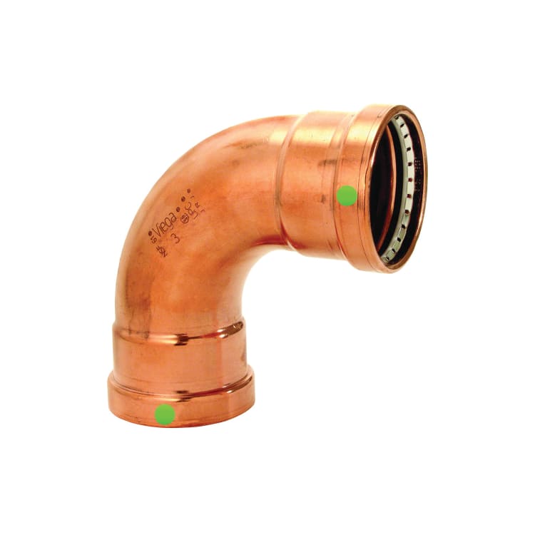 ProPress® 20623 90 deg Pipe Elbow, 2-1/2 in Nominal, Press End Style, Copper, Import