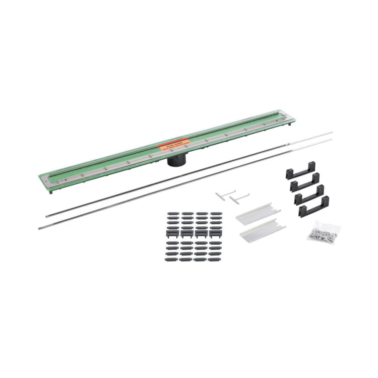 QuickDrain™ PVC5664D20 ShowerLine Linear Shower Drain Body With 2 in Vertical Outlet, Solvent Weld Connection, PVC Drain, Domestic