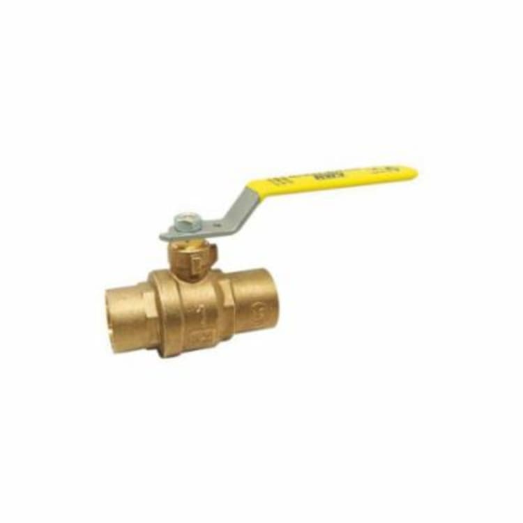 RWV® 5549AB 1 2-Piece Ball Valve With Handle, 1 in Nominal, Solder End Style, Forged Brass Body, Full Port, PTFE Softgoods