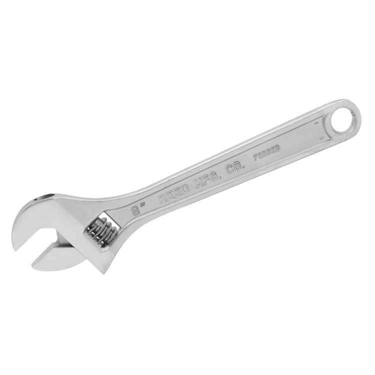 Reed 02203 Adjustable Wrench, 7/8 in, 8 in OAL, Nickel Chrome Plated