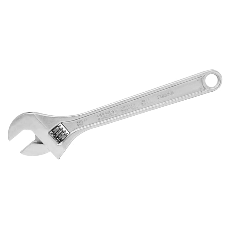 Reed 02205 Adjustable Wrench, 1-1/8 in, 10 in OAL, Nickel Chrome Plated
