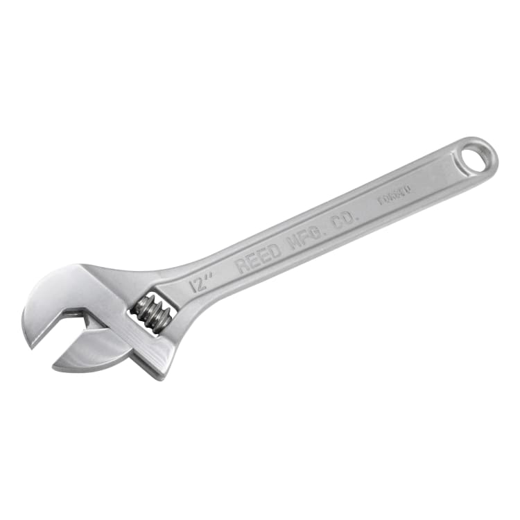 Reed 02207 Adjustable Wrench, 1-5/16 in, 12 in OAL, Nickel Chrome Plated