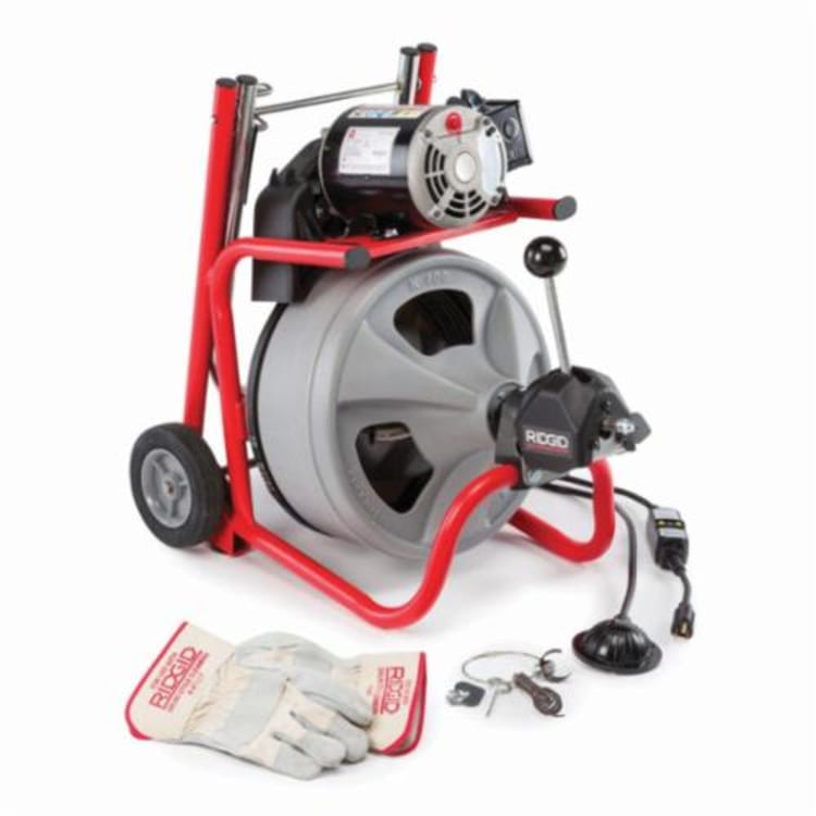 RIDGID® 52363 K-400 Drum Drain Cleaning Machine Kit, 1-1/2 to 3 in Drain Line, 1/3 hp, 115 VAC