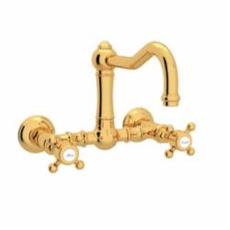 Rohl® A1456XM-IB-2 Country Kitchen Bridge Kitchen Faucet, 1.5 gpm, 8 in Center, Inca Brass, 2 Handles