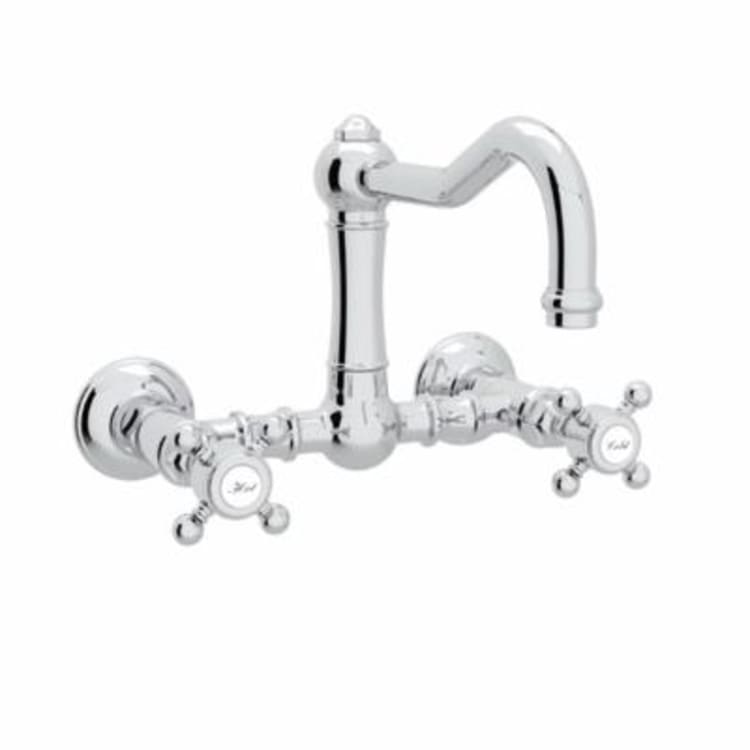 Rohl® A1456XMWS-APC-2 Country Kitchen Bridge Kitchen Faucet With Hand Spray, 1.5 gpm, 8 in Center, Polished Chrome, 2 Handles