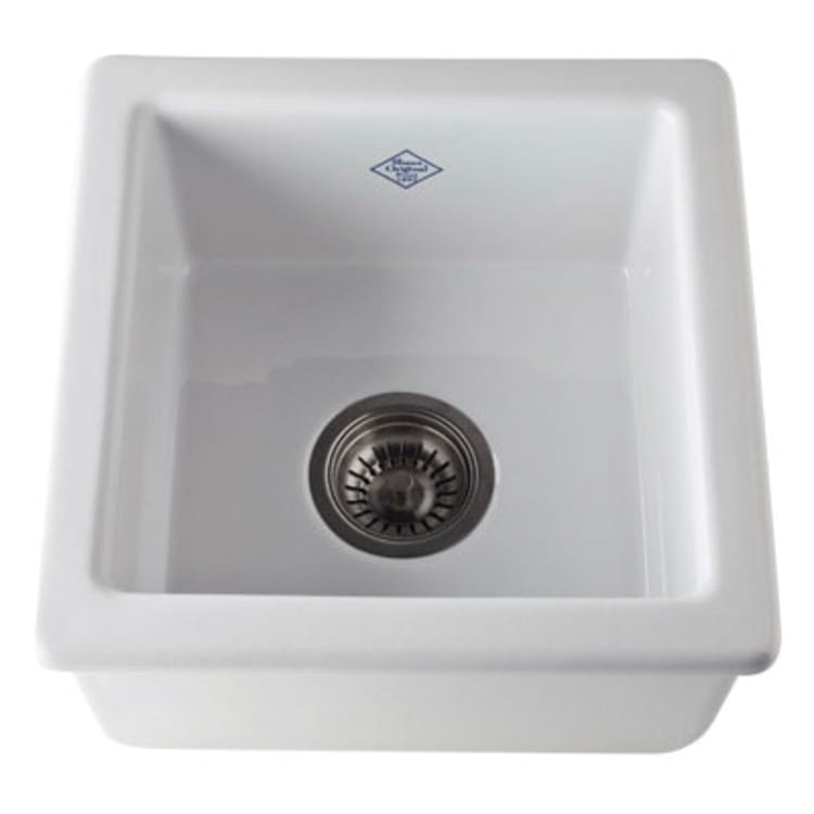 Rohl® RC1515WH Kitchen Sink, Square, 11-3/4 in L x 11-3/4 in W x 6-1/2 in D Bowl, 15 in L x 15 in W x 7-1/2 in H, Under Mount, Fireclay, White