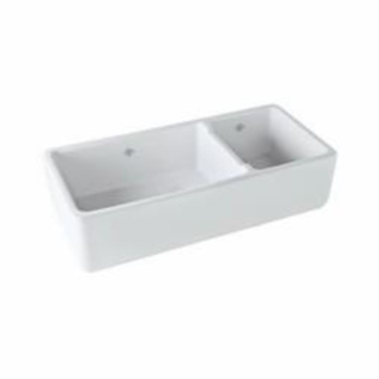 Rohl® RC4019-WH Shaws Original Rutherford Apron Front Kitchen Sink, Rectangle, 39-1/2 in W x 18-1/2 in D x 10 in H, Fireclay, White