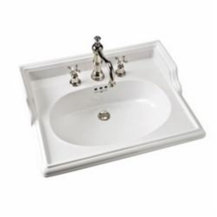 Rohl® U.2863-WH Perrin and Rowe® Basin, Rectangular, 8 in Faucet Hole Spacing, 11 in H x 25 in W x 19-1/2 in D, Drop-In Mount, Vitreous China, White