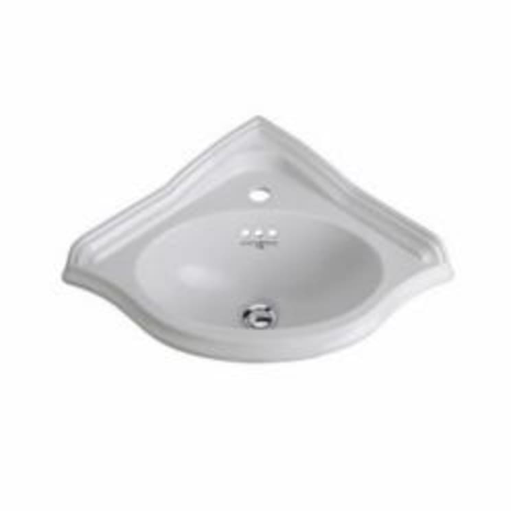 Rohl® U.2925-WH Perrin and Rowe® Corner Basin, 10 in H x 23 in W x 17-1/4 in D, Wall Mount, Vitreous China, White