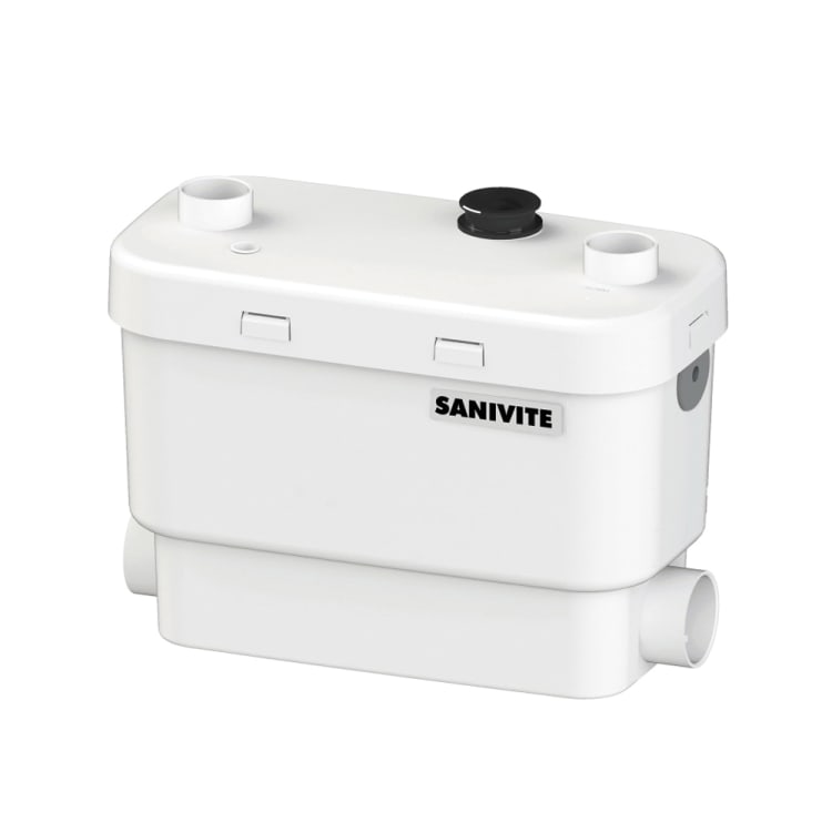 Saniflo® SANIVITE® 008 Drain Pump, 18 gpm, 2 in Side, 1-1/2 in Top Inlet x 1 to 1-1/2 in Outlet, 120 VAC, 4.5 A