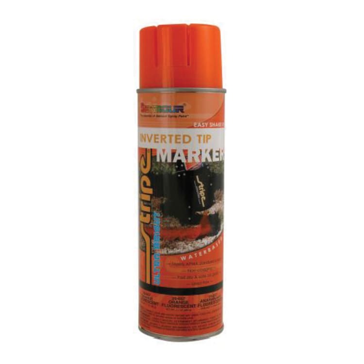 SEYMOUR® STRIPE® 20-657 Water Based Inverted Tip Marker, 20 oz, Aerosol, Fluorescent Orange, 15 min Curing