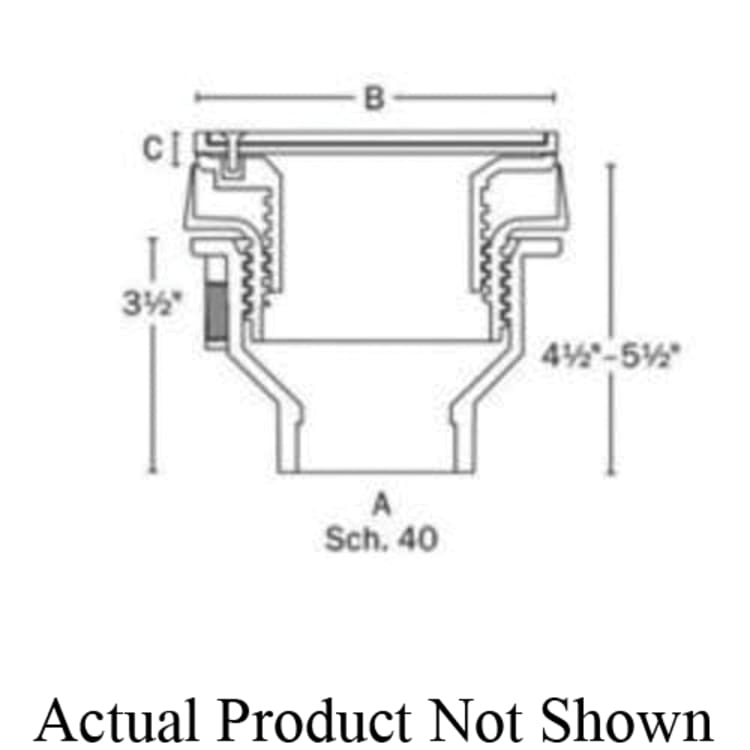 Sioux Chief FinishLine™ 832-25ANR Adjustable Floor Drain With Ring and Strainer, 2 x 3 in, Hub, ABS Drain, Domestic