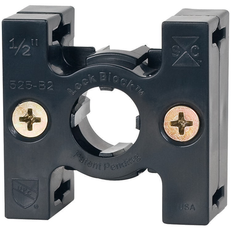 Sioux Chief StrongArm™ LockBlock™ 525-B2 Bracketing System With Screws, 1/2 in Pipe/Tube, 25 lb, 7/8 in W x 1-3/4 in H, Steel, Galvanized, Domestic